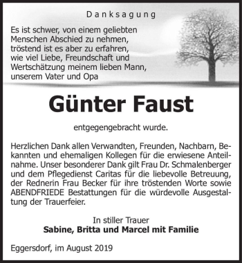 Traueranzeige von Günter Faust  von Magdeburger Volksstimme