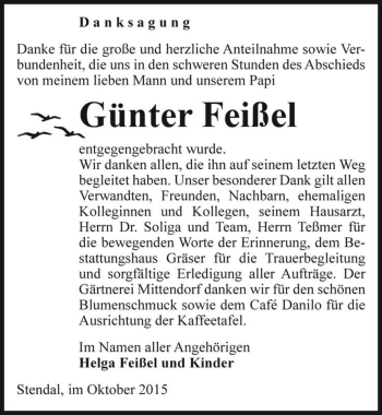 Traueranzeige von Günter Feißel  von Magdeburger Volksstimme