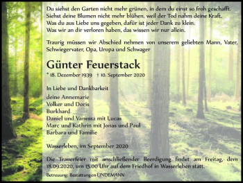 Traueranzeige von Günter Feuerstack  von Magdeburger Volksstimme