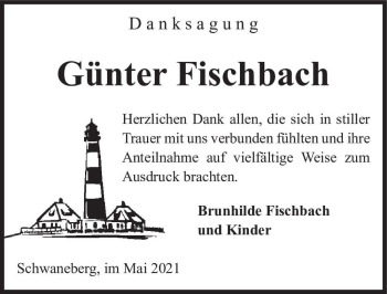 Traueranzeige von Günter Fischbach  von Magdeburger Volksstimme