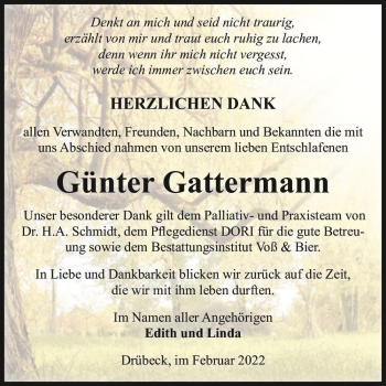 Traueranzeige von Günter Gattermann  von Magdeburger Volksstimme