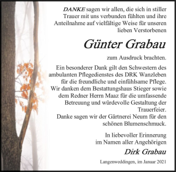 Traueranzeige von Günter Grabau  von Magdeburger Volksstimme