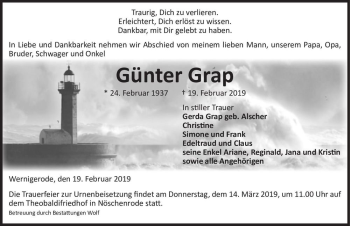 Traueranzeige von Günter Grap  von Magdeburger Volksstimme