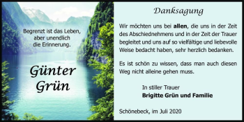 Traueranzeige von Günter Grün  von Magdeburger Volksstimme