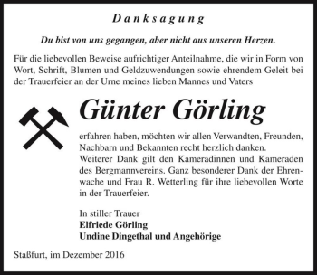 Traueranzeige von Günter Görling  von Magdeburger Volksstimme