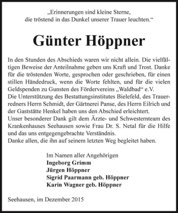 Traueranzeige von Günter Höppner  von Magdeburger Volksstimme
