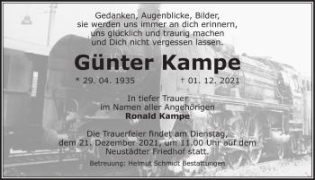 Traueranzeige von Günter Kampe  von Magdeburger Volksstimme