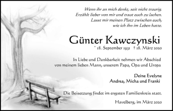 Traueranzeige von Günter Kawczynski  von Magdeburger Volksstimme