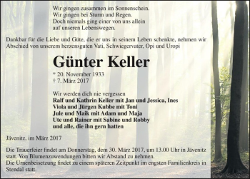Traueranzeige von Günter Keller  von Magdeburger Volksstimme