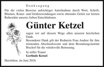 Traueranzeige von Günter Ketzel  von Magdeburger Volksstimme