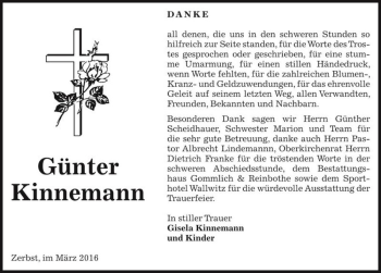 Traueranzeige von Günter Kinnemann  von Magdeburger Volksstimme