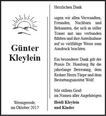 Traueranzeige von Günter Kleylein  von Magdeburger Volksstimme