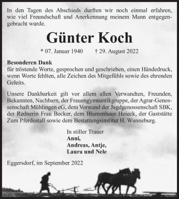 Traueranzeige von Günter Koch  von Magdeburger Volksstimme