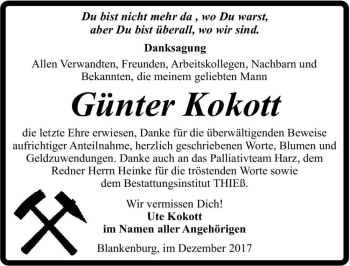 Traueranzeige von Günter Kokott  von Magdeburger Volksstimme