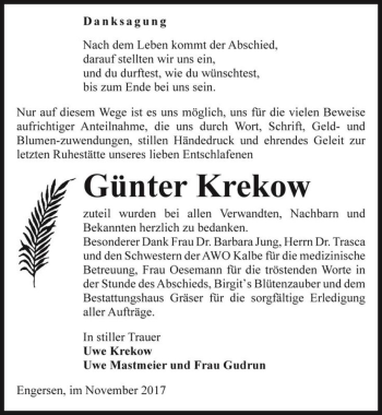 Traueranzeige von Günter Krekow  von Magdeburger Volksstimme