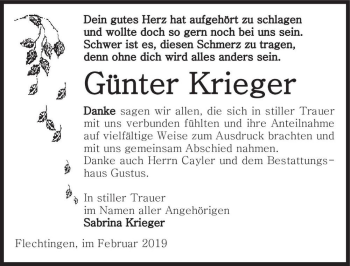Traueranzeige von Günter Krieger  von Magdeburger Volksstimme