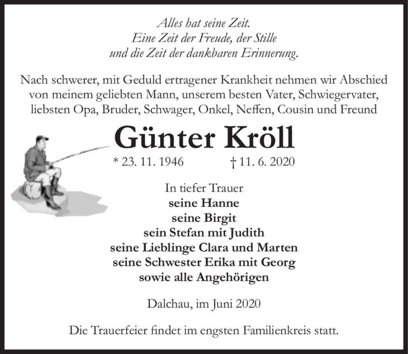  Traueranzeige für Günter Kröll  vom 20.06.2020 aus Magdeburger Volksstimme