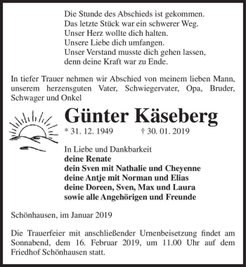 Traueranzeige von Günter Käseberg  von Magdeburger Volksstimme