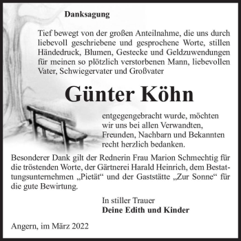 Traueranzeige von Günter Köhn  von Magdeburger Volksstimme
