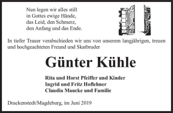 Traueranzeige von Günter Kühle  von Magdeburger Volksstimme
