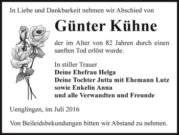 Traueranzeige von Günter Kühne  von Magdeburger Volksstimme