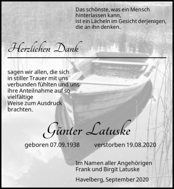 Traueranzeige von Günter Latuske  von Magdeburger Volksstimme