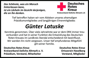 Traueranzeige von Günter Latuske  von Magdeburger Volksstimme