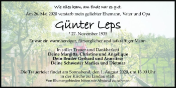 Traueranzeige von Günter Leps  von Magdeburger Volksstimme