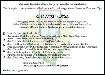 Traueranzeige von Günter Leps  von Magdeburger Volksstimme