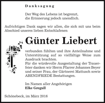 Traueranzeige von Günter Liebert  von Magdeburger Volksstimme
