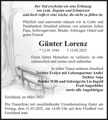 Traueranzeige von Günter Lorenz  von Magdeburger Volksstimme
