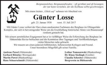 Traueranzeige von Günter Losse  von Magdeburger Volksstimme