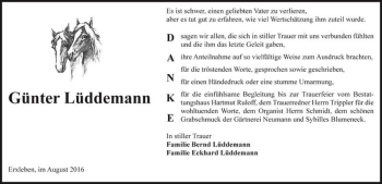 Traueranzeige von Günter Lüddemann  von Magdeburger Volksstimme
