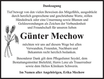 Traueranzeige von Günter Mechow  von Magdeburger Volksstimme