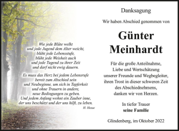 Traueranzeige von Günter Meinhardt  von Magdeburger Volksstimme