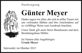 Traueranzeige von Günter Meyer  von Magdeburger Volksstimme