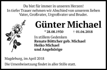 Traueranzeige von Günter Michael  von Magdeburger Volksstimme