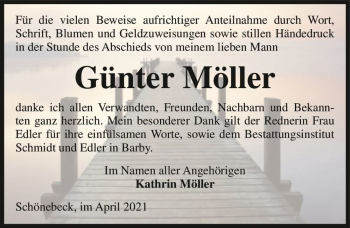 Traueranzeige von Günter Möller  von Magdeburger Volksstimme