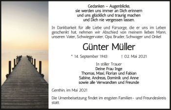 Traueranzeige von Günter Müller  von Magdeburger Volksstimme