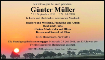 Traueranzeige von Günter Müller  von Magdeburger Volksstimme