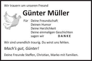 Traueranzeige von Günter Müller  von Magdeburger Volksstimme