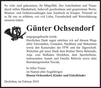 Traueranzeige von Günter Ochsendorf  von Magdeburger Volksstimme