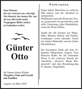 Traueranzeige von Günter Otto  von Magdeburger Volksstimme