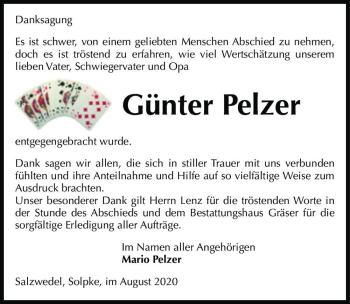 Traueranzeige von Günter Pelzer  von Magdeburger Volksstimme