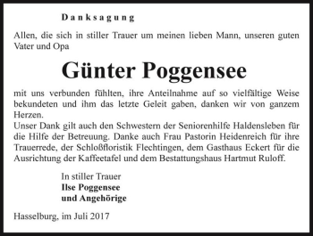 Traueranzeige von Günter Poggensee  von Magdeburger Volksstimme