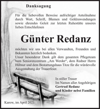 Traueranzeige von Günter Redanz  von Magdeburger Volksstimme