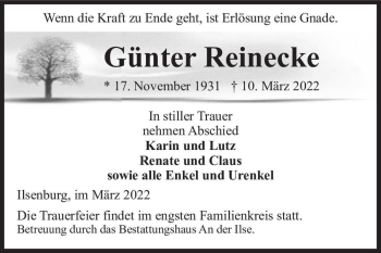 Traueranzeige von Günter Reinecke  von Magdeburger Volksstimme