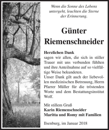 Traueranzeige von Günter Riemenschneider  von Magdeburger Volksstimme