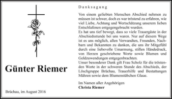 Traueranzeige von Günter Riemer  von Magdeburger Volksstimme