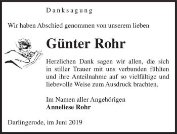 Traueranzeige von Günter Rohr  von Magdeburger Volksstimme
